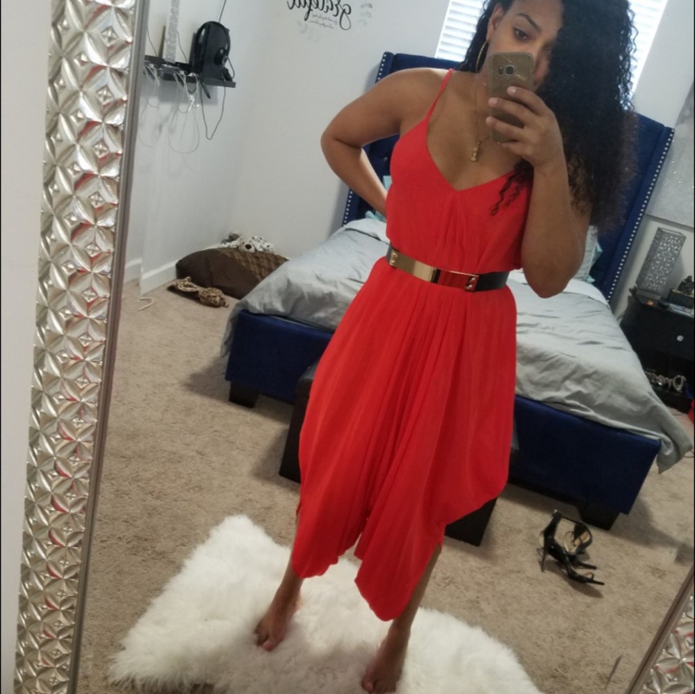 [SOLD] Orange flowy one piece jumpsuit.